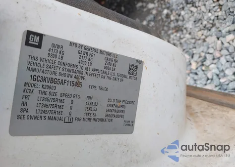 2010 Chevrolet Silverado 2500Hd Work Truck from USA, damaged, VIN 1GC3KVBG5AF115495